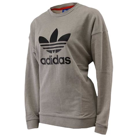 buzo blanco adidas originals trefoil crew mujer